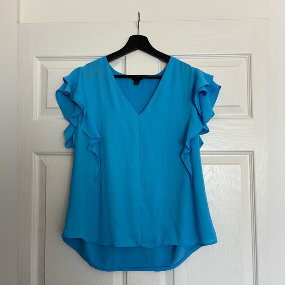 Ann Taylor Tops - Ann Taylor Blue Ruffled Blouse